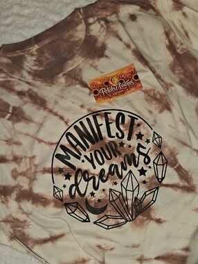George Tie-Dye "Manifest Your Dreams" Graphic Tee - Brown & Cream
